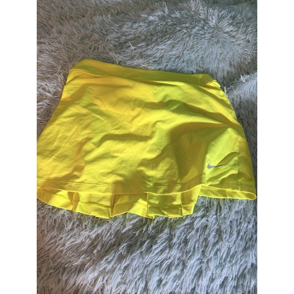 Nike Court Dri Fit Yellow S Pleated Athletic Tennis Golf Sporty Skirt Sz S